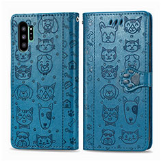 Handytasche Stand Schutzhülle Flip Leder Hülle Modisch Muster S03D für Samsung Galaxy Note 10 Plus 5G Blau