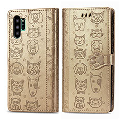 Handytasche Stand Schutzhülle Flip Leder Hülle Modisch Muster S03D für Samsung Galaxy Note 10 Plus 5G Gold