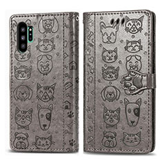 Handytasche Stand Schutzhülle Flip Leder Hülle Modisch Muster S03D für Samsung Galaxy Note 10 Plus 5G Grau