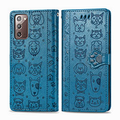 Handytasche Stand Schutzhülle Flip Leder Hülle Modisch Muster S03D für Samsung Galaxy Note 20 5G Blau