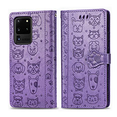 Handytasche Stand Schutzhülle Flip Leder Hülle Modisch Muster S03D für Samsung Galaxy S20 Ultra 5G Violett