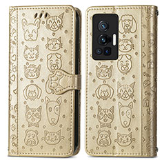 Handytasche Stand Schutzhülle Flip Leder Hülle Modisch Muster S03D für Vivo X70 Pro 5G Gold