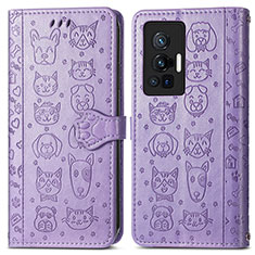 Handytasche Stand Schutzhülle Flip Leder Hülle Modisch Muster S03D für Vivo X70 Pro 5G Violett