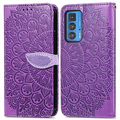 Handytasche Stand Schutzhülle Flip Leder Hülle Modisch Muster S04D für Motorola Moto Edge S Pro 5G Violett