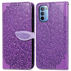Handytasche Stand Schutzhülle Flip Leder Hülle Modisch Muster S04D für Motorola Moto G41 Violett