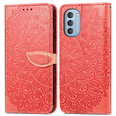 Handytasche Stand Schutzhülle Flip Leder Hülle Modisch Muster S04D für Motorola Moto G51 5G Rot