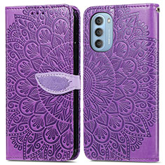 Handytasche Stand Schutzhülle Flip Leder Hülle Modisch Muster S04D für Motorola Moto G51 5G Violett
