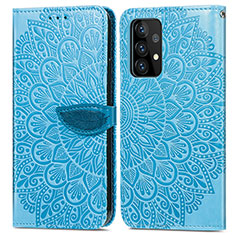 Handytasche Stand Schutzhülle Flip Leder Hülle Modisch Muster S04D für Samsung Galaxy A72 5G Blau