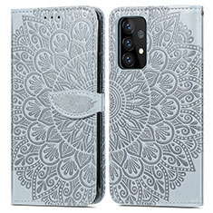 Handytasche Stand Schutzhülle Flip Leder Hülle Modisch Muster S04D für Samsung Galaxy A72 5G Grau