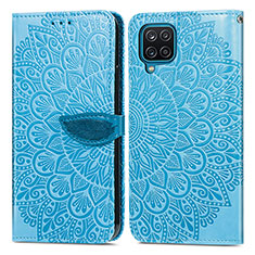 Handytasche Stand Schutzhülle Flip Leder Hülle Modisch Muster S04D für Samsung Galaxy F12 Blau