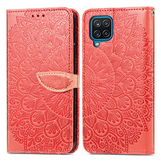 Handytasche Stand Schutzhülle Flip Leder Hülle Modisch Muster S04D für Samsung Galaxy F12 Rot