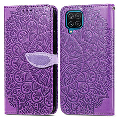 Handytasche Stand Schutzhülle Flip Leder Hülle Modisch Muster S04D für Samsung Galaxy F12 Violett