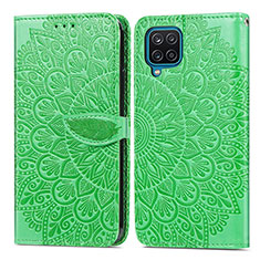 Handytasche Stand Schutzhülle Flip Leder Hülle Modisch Muster S04D für Samsung Galaxy M12 Grün