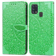 Handytasche Stand Schutzhülle Flip Leder Hülle Modisch Muster S04D für Samsung Galaxy M21s Grün