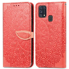 Handytasche Stand Schutzhülle Flip Leder Hülle Modisch Muster S04D für Samsung Galaxy M21s Rot