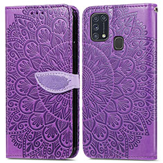 Handytasche Stand Schutzhülle Flip Leder Hülle Modisch Muster S04D für Samsung Galaxy M21s Violett