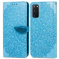Handytasche Stand Schutzhülle Flip Leder Hülle Modisch Muster S04D für Samsung Galaxy S20 5G Blau