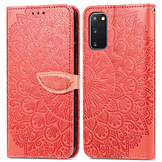 Handytasche Stand Schutzhülle Flip Leder Hülle Modisch Muster S04D für Samsung Galaxy S20 5G Rot