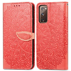 Handytasche Stand Schutzhülle Flip Leder Hülle Modisch Muster S04D für Samsung Galaxy S20 FE 5G Rot