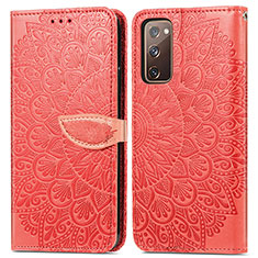 Handytasche Stand Schutzhülle Flip Leder Hülle Modisch Muster S04D für Samsung Galaxy S20 Lite 5G Rot