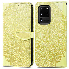 Handytasche Stand Schutzhülle Flip Leder Hülle Modisch Muster S04D für Samsung Galaxy S20 Ultra 5G Gelb