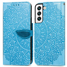 Handytasche Stand Schutzhülle Flip Leder Hülle Modisch Muster S04D für Samsung Galaxy S21 5G Blau