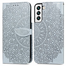 Handytasche Stand Schutzhülle Flip Leder Hülle Modisch Muster S04D für Samsung Galaxy S21 5G Grau