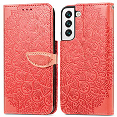 Handytasche Stand Schutzhülle Flip Leder Hülle Modisch Muster S04D für Samsung Galaxy S21 5G Rot