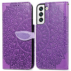 Handytasche Stand Schutzhülle Flip Leder Hülle Modisch Muster S04D für Samsung Galaxy S21 5G Violett