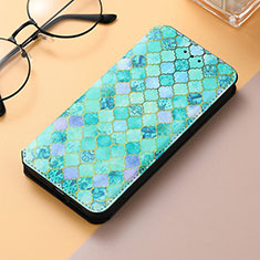Handytasche Stand Schutzhülle Flip Leder Hülle Modisch Muster S04D für Samsung Galaxy S21 Ultra 5G Grün