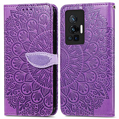 Handytasche Stand Schutzhülle Flip Leder Hülle Modisch Muster S04D für Vivo X70 Pro 5G Violett