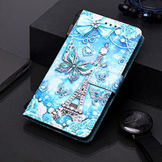 Handytasche Stand Schutzhülle Flip Leder Hülle Modisch Muster Y01B für Samsung Galaxy A20e Hellblau