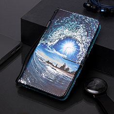 Handytasche Stand Schutzhülle Flip Leder Hülle Modisch Muster Y01B für Samsung Galaxy A20s Königs Blau