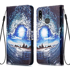 Handytasche Stand Schutzhülle Flip Leder Hülle Modisch Muster Y02B für Samsung Galaxy A10s Königs Blau