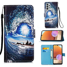 Handytasche Stand Schutzhülle Flip Leder Hülle Modisch Muster Y02B für Samsung Galaxy A32 5G Königs Blau