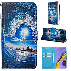 Handytasche Stand Schutzhülle Flip Leder Hülle Modisch Muster Y02B für Samsung Galaxy A51 4G Königs Blau
