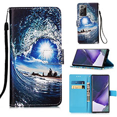 Handytasche Stand Schutzhülle Flip Leder Hülle Modisch Muster Y02B für Samsung Galaxy Note 20 Ultra 5G Königs Blau