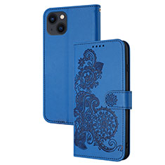 Handytasche Stand Schutzhülle Flip Leder Hülle Modisch Muster Y02X für Apple iPhone 14 Blau
