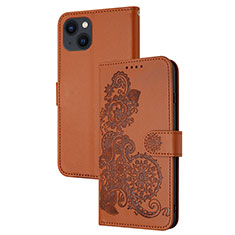 Handytasche Stand Schutzhülle Flip Leder Hülle Modisch Muster Y02X für Apple iPhone 14 Braun