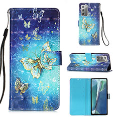 Handytasche Stand Schutzhülle Flip Leder Hülle Modisch Muster Y03B für Samsung Galaxy Note 20 5G Hellblau