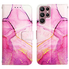 Handytasche Stand Schutzhülle Flip Leder Hülle Modisch Muster Y03B für Samsung Galaxy S21 Ultra 5G Pink