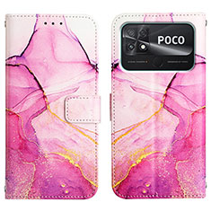 Handytasche Stand Schutzhülle Flip Leder Hülle Modisch Muster Y04B für Xiaomi Poco C40 Pink
