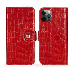 Handytasche Stand Schutzhülle Flip Leder Hülle N02 für Apple iPhone 12 Pro Rot