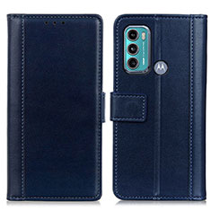 Handytasche Stand Schutzhülle Flip Leder Hülle N02P für Motorola Moto G60 Blau