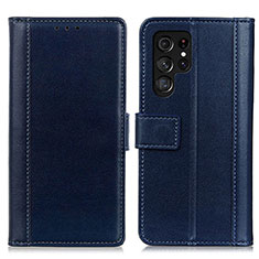 Handytasche Stand Schutzhülle Flip Leder Hülle N02P für Samsung Galaxy S21 Ultra 5G Blau