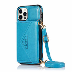 Handytasche Stand Schutzhülle Flip Leder Hülle N03 für Apple iPhone 12 Pro Hellblau