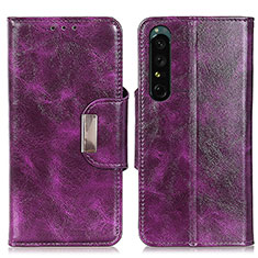 Handytasche Stand Schutzhülle Flip Leder Hülle N04P für Sony Xperia 1 III Violett