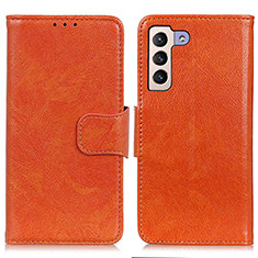 Handytasche Stand Schutzhülle Flip Leder Hülle N05P für Samsung Galaxy S21 5G Orange