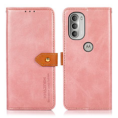 Handytasche Stand Schutzhülle Flip Leder Hülle N07P für Motorola Moto G51 5G Rosa