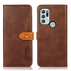 Handytasche Stand Schutzhülle Flip Leder Hülle N07P für Motorola Moto G60s Braun